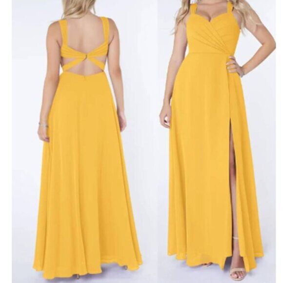 AZAZIE‎ Women's Formal Chiffon Maxi Dress Party Prom Butterscoth Size 10 NWT - Picture 1 of 7